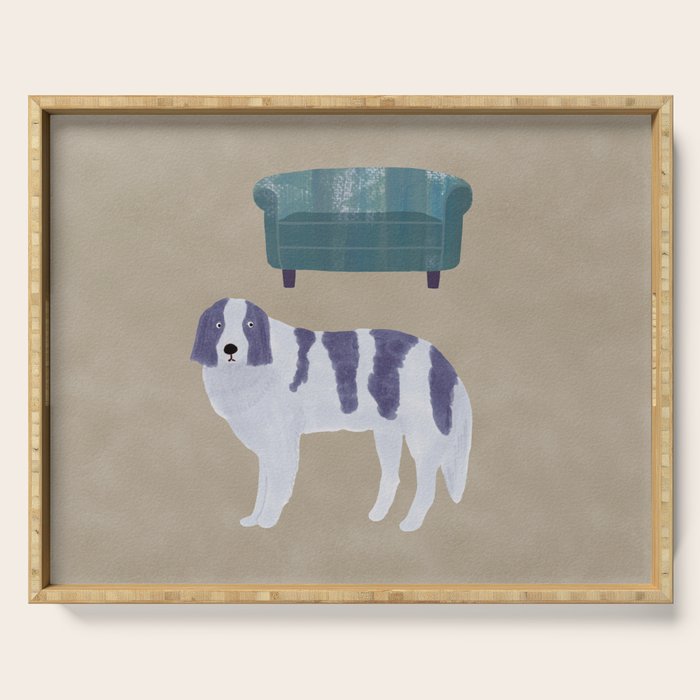 Dog and a Sofa - Purple and Beige Serving Tray Gallery Image 1