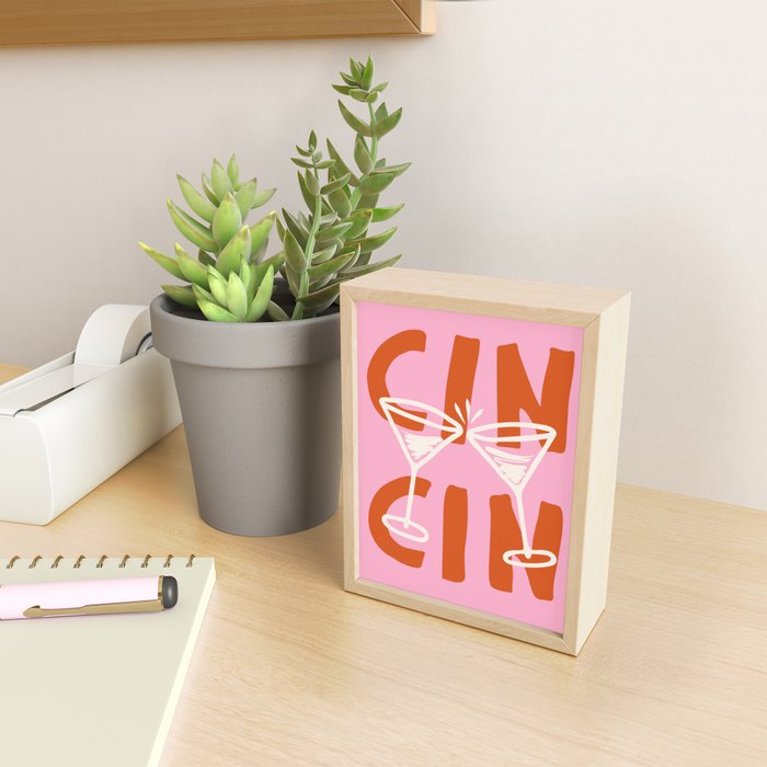 Cin Cin Cheers Martini Cocktail Print Mini Art Print Gallery Image 2