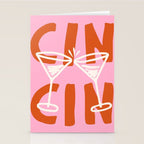 Cin Cin Cheers Martini Cocktail Print Stationery Card Gallery Image 2