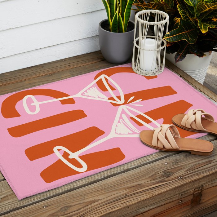 Cin Cin Cheers Martini Cocktail Print Outdoor Rug Gallery Image 2