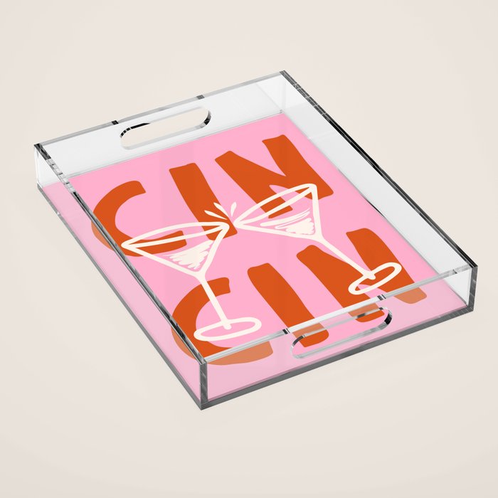 Cin Cin Cheers Martini Cocktail Print Acrylic Tray Gallery Image 1