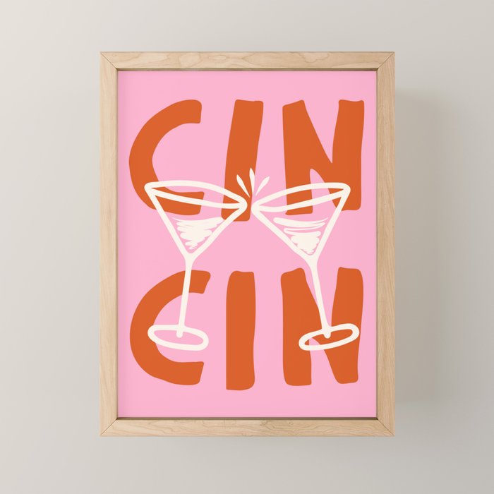 Cin Cin Cheers Martini Cocktail Print Mini Art Print Gallery Image 1
