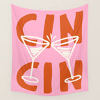 Cin Cin Cheers Martini Cocktail Print Wall Tapestry Gallery Image 4