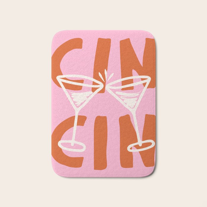 Cin Cin Cheers Martini Cocktail Print Bath Mat Gallery Image 1