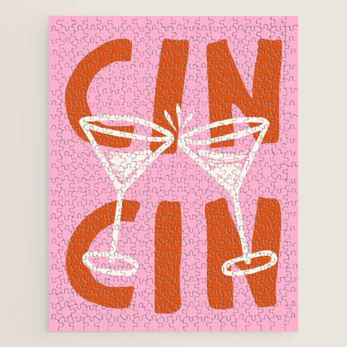Cin Cin Cheers Martini Cocktail Print Jigsaw Puzzle Gallery Image 1