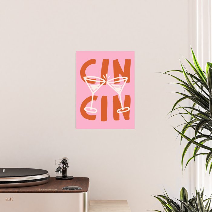 Cin Cin Cheers Martini Cocktail Print Poster Gallery Image 2