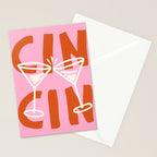 Cin Cin Cheers Martini Cocktail Print Stationery Card Gallery Image 2