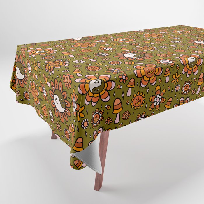 Candy Corn Flower Print Tablecloth Gallery Image 1