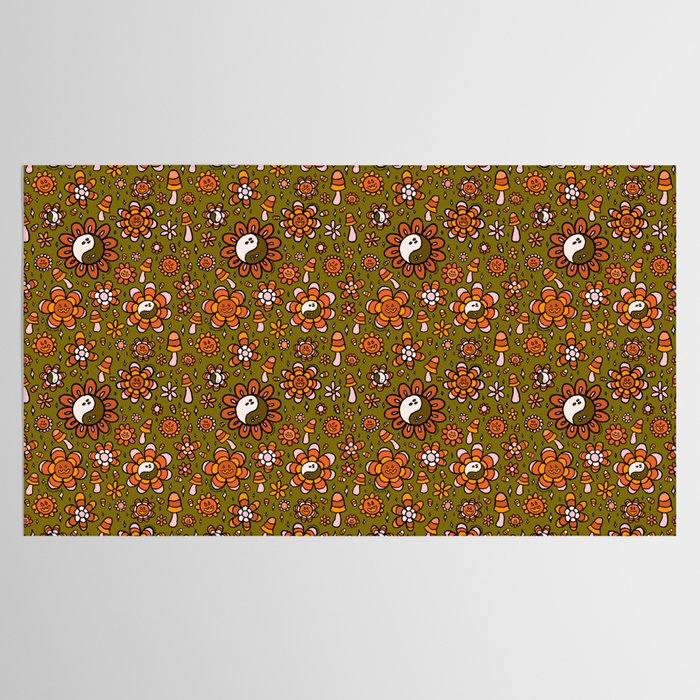 Candy Corn Flower Print Tablecloth Gallery Image 2