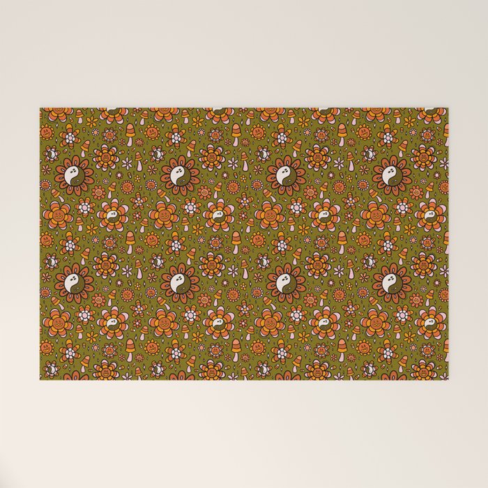 Candy Corn Flower Print Welcome Mat Gallery Image 1