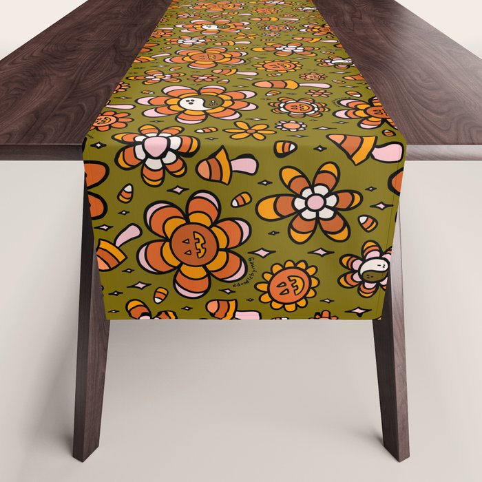 Candy Corn Flower Print Table Runner Gallery Image 1