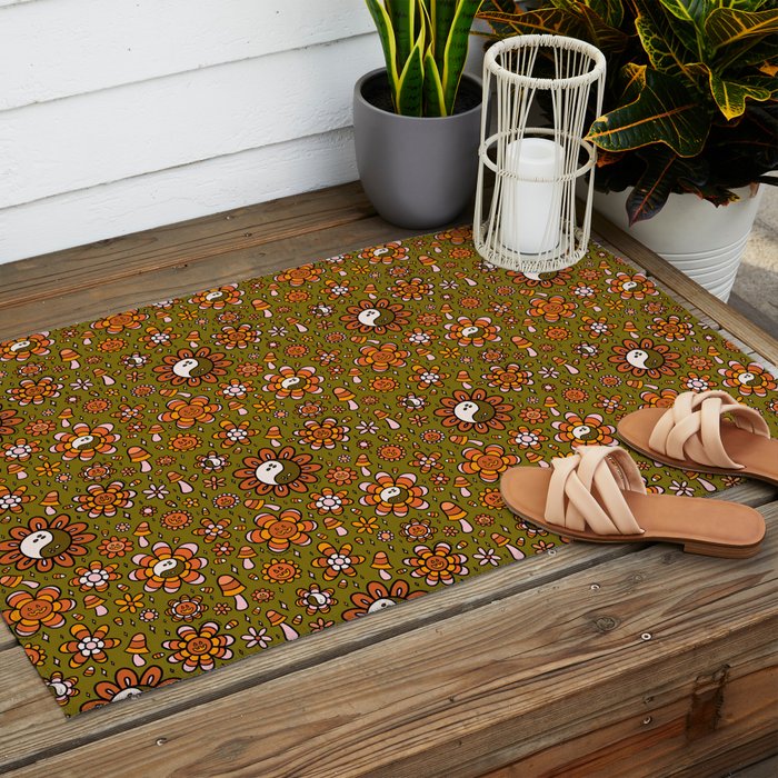 Candy Corn Flower Print Outdoor Rug Gallery Image 2