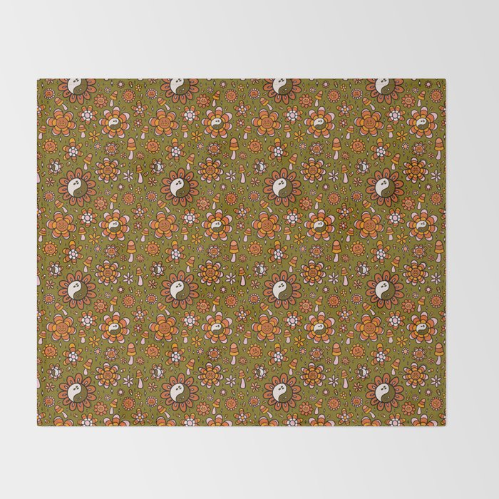 Candy Corn Flower Print Throw Blanket Gallery Image 2