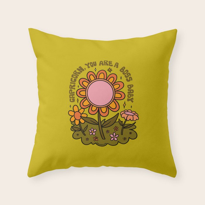 Capricorn Flower Throw Pillow Gallery Image 6