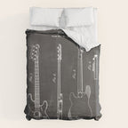 Bass Guitar Patent - Bass Guitarist Art - Black Chalkboard Duvet Cover Gallery Image 6