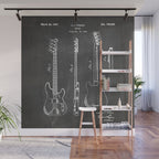 Bass Guitar Patent - Bass Guitarist Art - Black Chalkboard Wall Mural Gallery Image 1