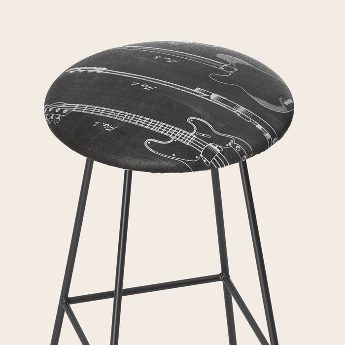 Bass Guitar Patent - Bass Guitarist Art - Black Chalkboard Stool Gallery Image 2
