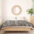 Bass Guitar Patent - Bass Guitarist Art - Black Chalkboard Duvet Cover Gallery Image 3