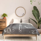 Bass Guitar Patent - Bass Guitarist Art - Black Chalkboard Comforter Gallery Image 3