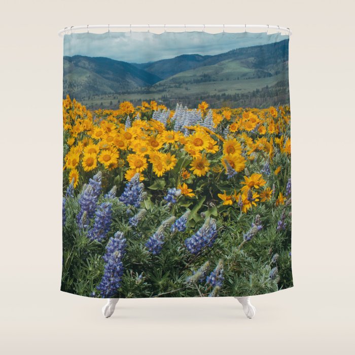 Oregon Spring Wildflower Hillside Shower Curtain Gallery Image 1