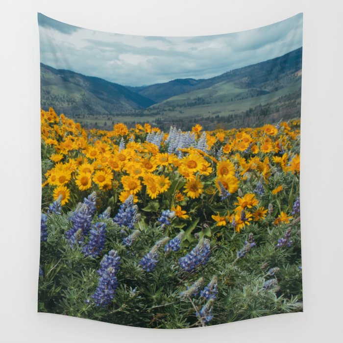Oregon Spring Wildflower Hillside Wall Tapestry Gallery Image 4