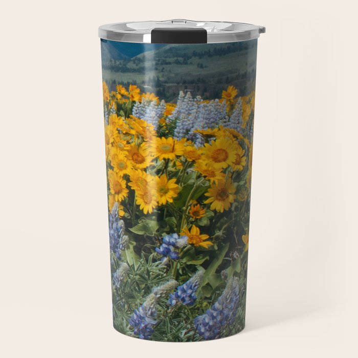 Oregon Spring Wildflower Hillside Travel Mug Gallery Image 1