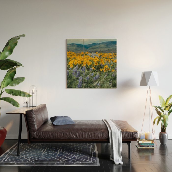 Oregon Spring Wildflower Hillside Wood Wall Art Gallery Image 2