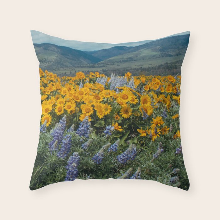 Oregon Spring Wildflower Hillside Throw Pillow Gallery Image 6