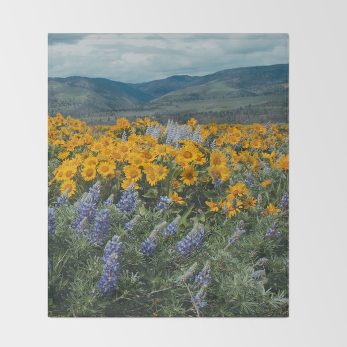 Oregon Spring Wildflower Hillside Throw Blanket Gallery Image 2