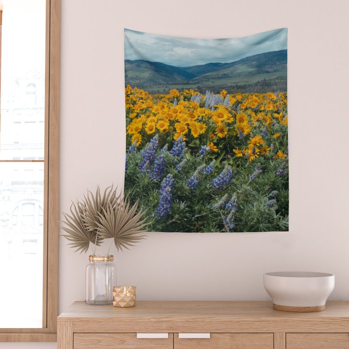 Oregon Spring Wildflower Hillside Wall Tapestry Gallery Image 2