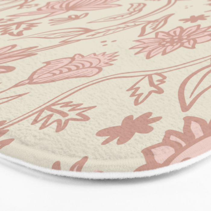 Sadie Sketch Floral Print - Pink, Blush, Beige Bath Mat Gallery Image 3