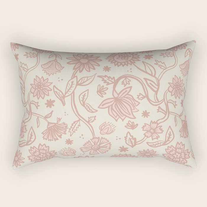 Sadie Sketch Floral Print - Pink, Blush, Beige Rectangular Pillow Gallery Image 2