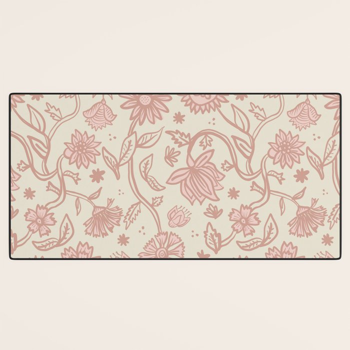Sadie Sketch Floral Print - Pink, Blush, Beige Desk Mat Gallery Image 3