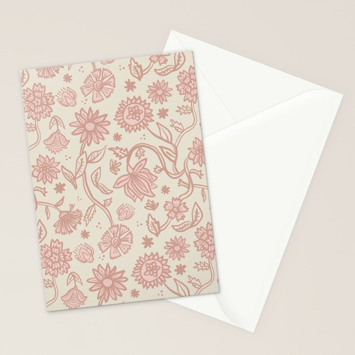 Sadie Sketch Floral Print - Pink, Blush, Beige Stationery Card Gallery Image 2