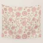 Sadie Sketch Floral Print - Pink, Blush, Beige Wall Tapestry Gallery Image 4