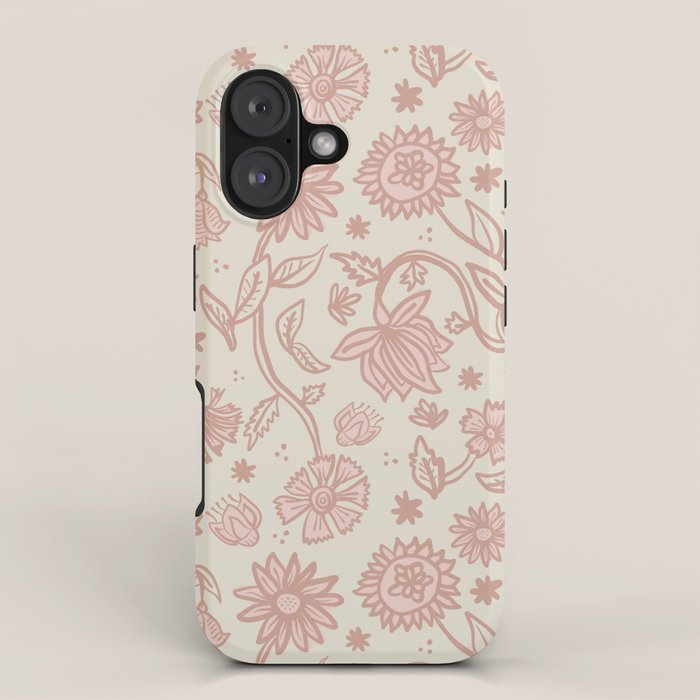 Sadie Sketch Floral Print - Pink, Blush, Beige iPhone Case Gallery Image 1