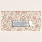 Sadie Sketch Floral Print - Pink, Blush, Beige Desk Mat Gallery Image 1