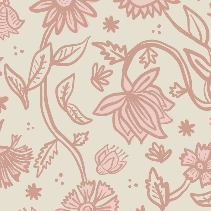 Sadie Sketch Floral Print - Pink, Blush, Beige Coffee Mug Gallery Image 2