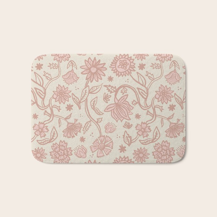 Sadie Sketch Floral Print - Pink, Blush, Beige Bath Mat Gallery Image 1
