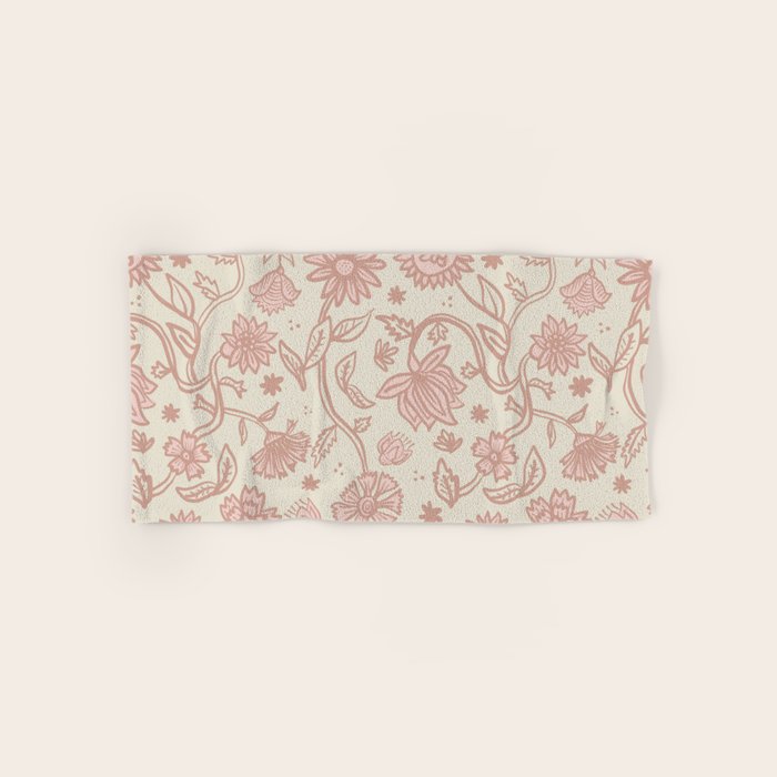 Sadie Sketch Floral Print - Pink, Blush, Beige Bath Towel Gallery Image 1