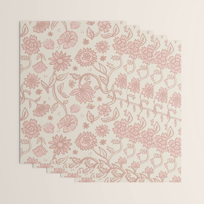 Sadie Sketch Floral Print - Pink, Blush, Beige Wrapping Paper Gallery Image 3