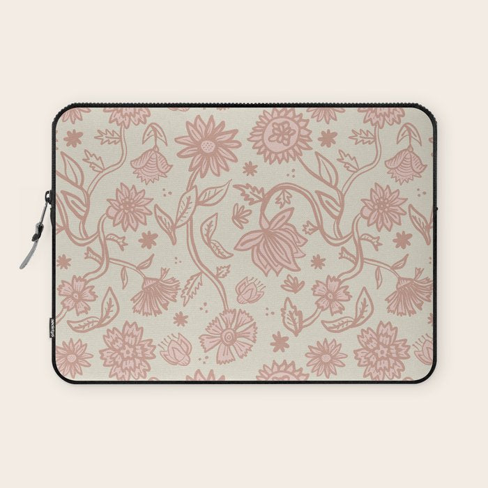 Sadie Sketch Floral Print - Pink, Blush, Beige Laptop Sleeve Gallery Image 1