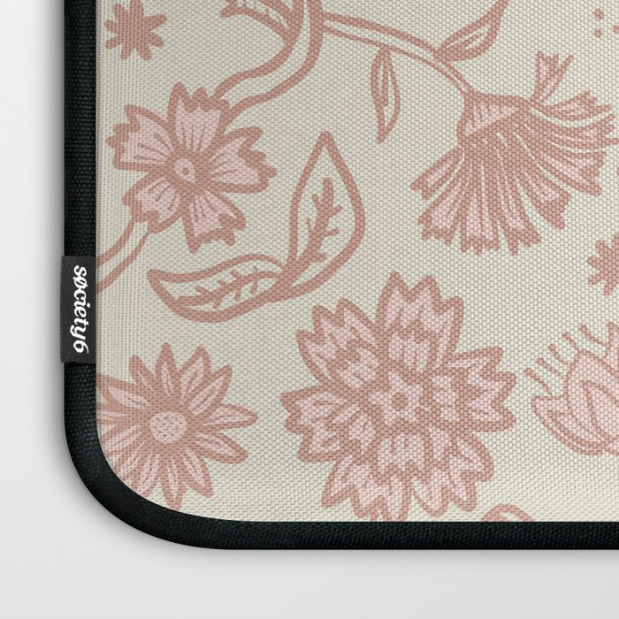 Sadie Sketch Floral Print - Pink, Blush, Beige Laptop Sleeve Gallery Image 3