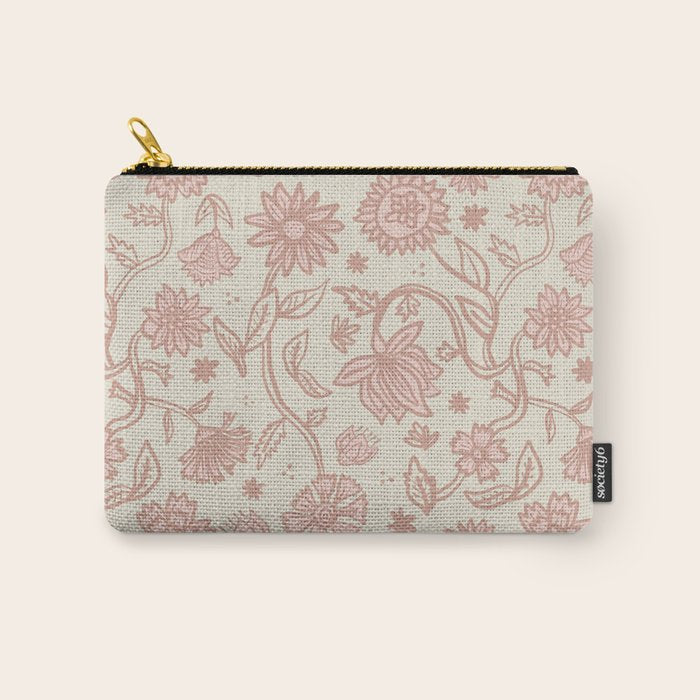Sadie Sketch Floral Print - Pink, Blush, Beige Carry All Pouch Gallery Image 1
