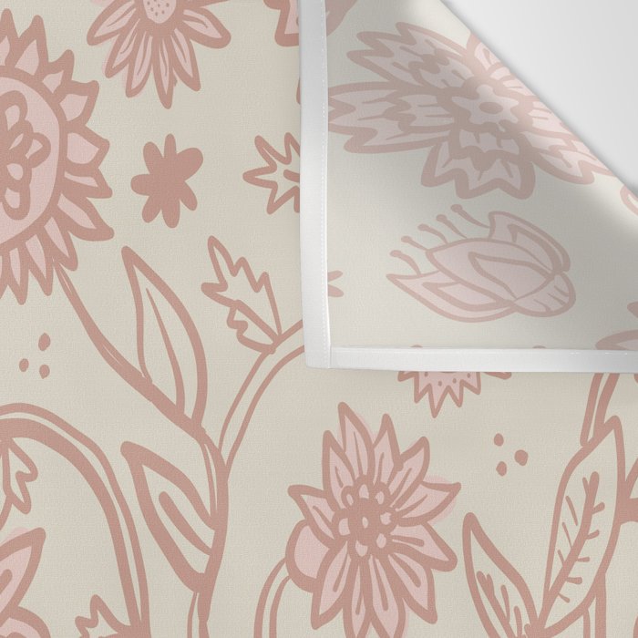 Sadie Sketch Floral Print - Pink, Blush, Beige Wall Tapestry Gallery Image 3
