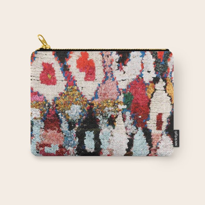 Antique Moroccan Boucherouitte Rug Print Carry All Pouch Gallery Image 1