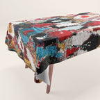 Antique Moroccan Boucherouitte Rug Print Tablecloth Gallery Image 1