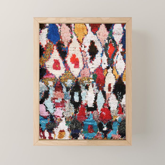 Antique Moroccan Boucherouitte Rug Print Mini Art Print Gallery Image 1