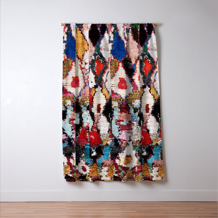 Antique Moroccan Boucherouitte Rug Print Window Curtain Gallery Image 3