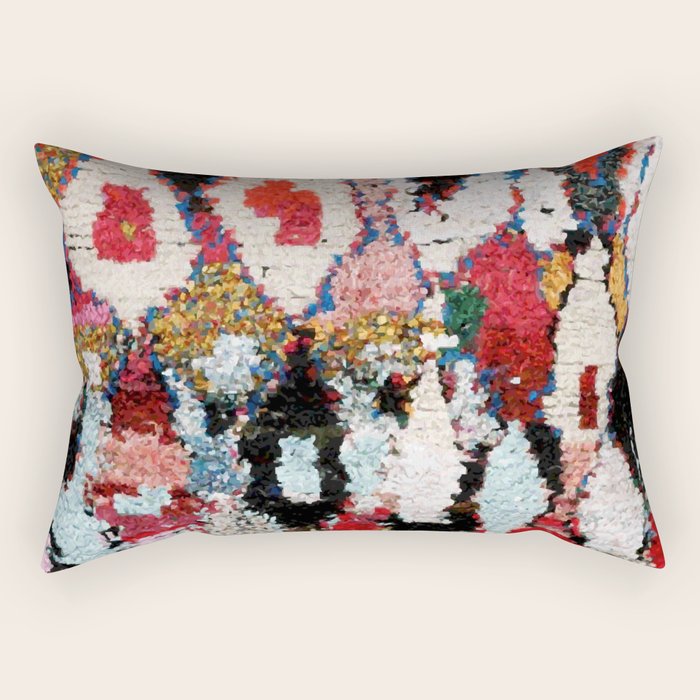 Antique Moroccan Boucherouitte Rug Print Rectangular Pillow Gallery Image 1